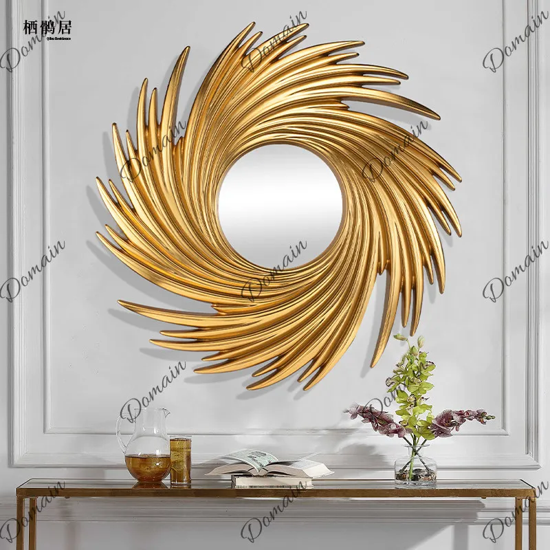 Nordic Luxury Bathroom Wall Mirror, Creative Decorative Hanging Makeup Mirror for Bedroom Living Room Hallway