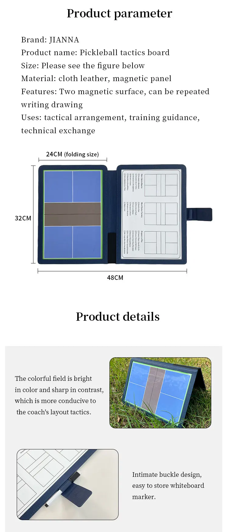 Folding Pickleball Coaching Board Double-Sided Magnetic Writable Erasable Game Training Portable 12.6 X 9.6 in Strategy Board