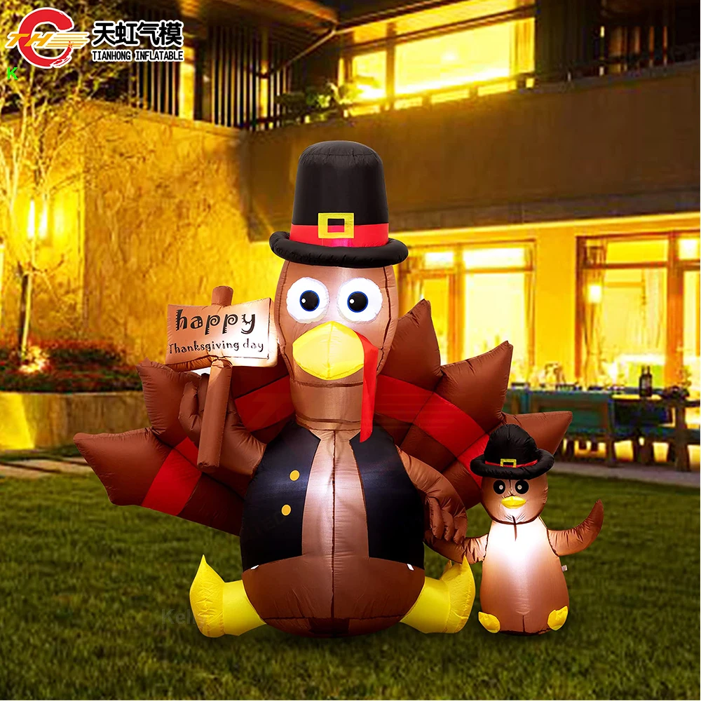 Happy Thanksgiving Day Inflatable Turkey Model Custom Made Inflatable Chicken Families Cartoon for Holiday Decorations