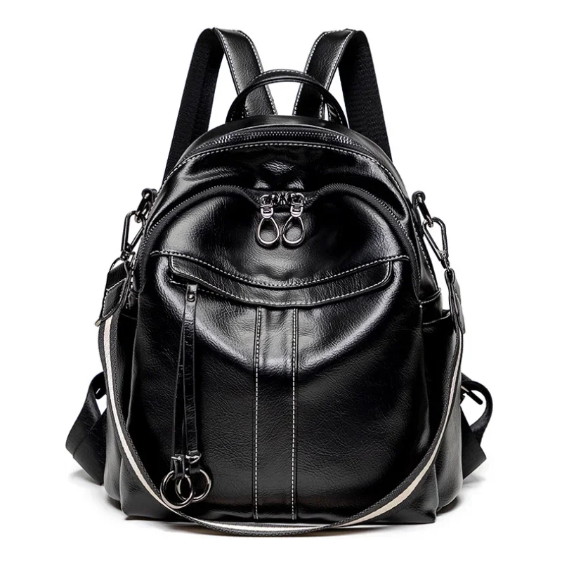 Genuine Leather Backpack Small Women\'s Backpack Soft High Quality Cowhide Shoulders Bag Fashion Zipper Design Bag