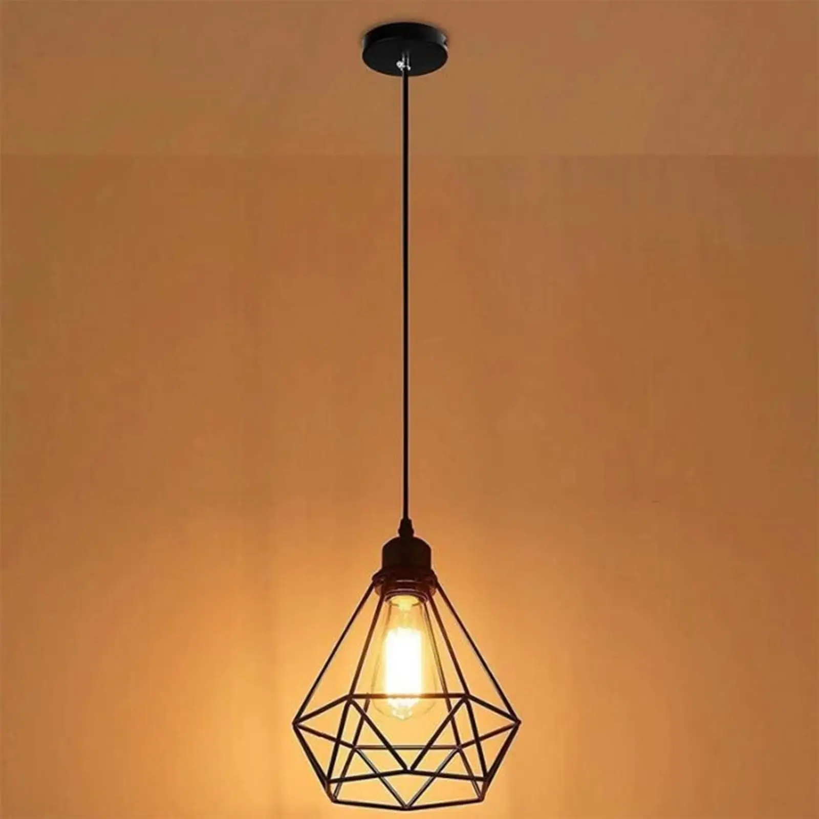 Hollow Iron Hanging Lampshade Pendant Light Fixture Retro Style Lampshade