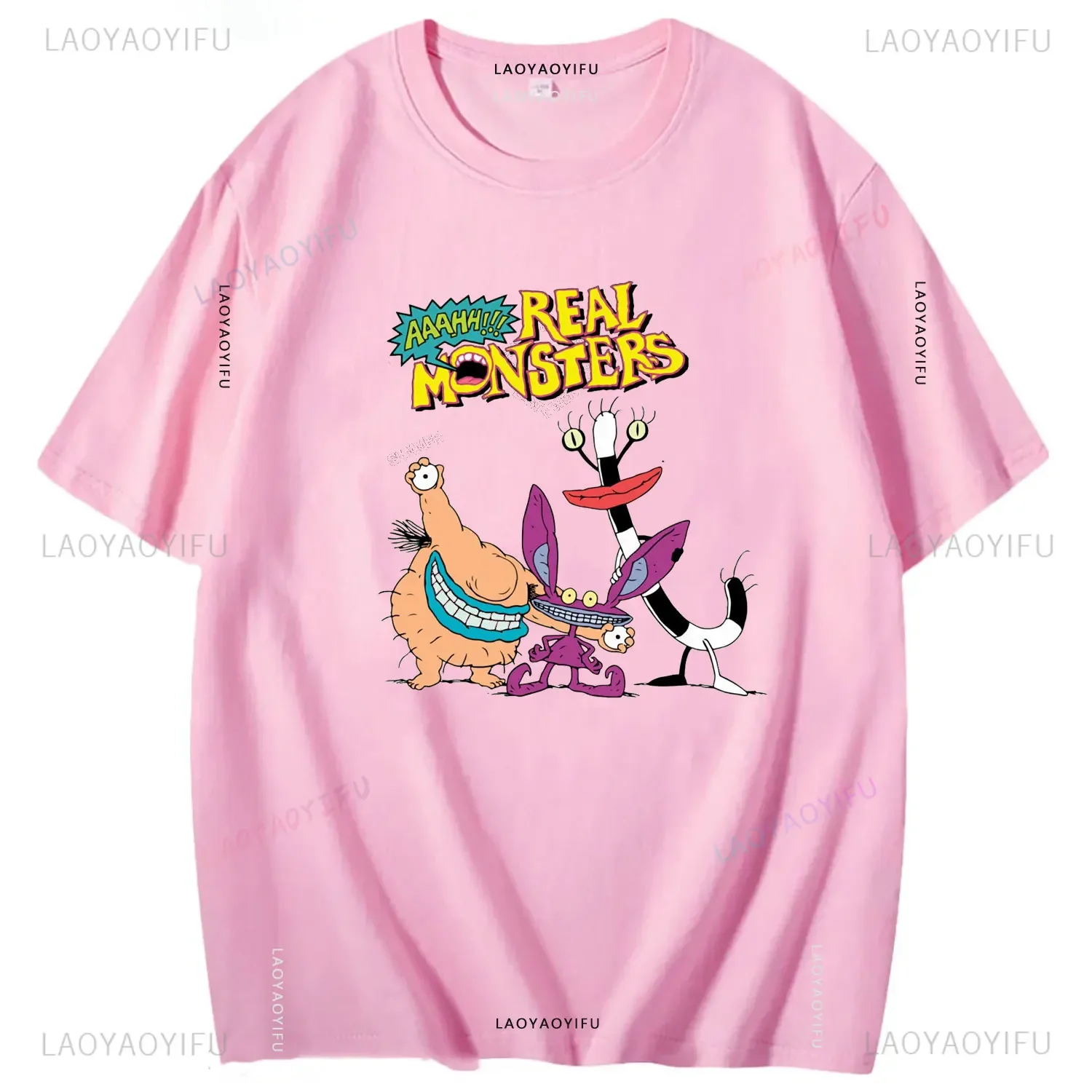 Summer Aaahh Real Monsters All Characters 100% Cotton Unisex T Shirt Short Sleeve O-Neck T-shirt for Men and Women Casual Tops