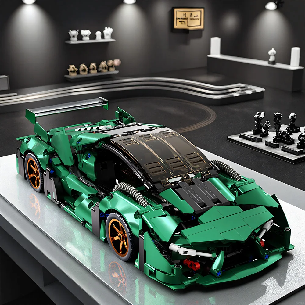 

1000pcs Educational DIY Supercar Model Building Blocks Creative Technical MOC Desktop Ornament Holiday Gift All Ages
