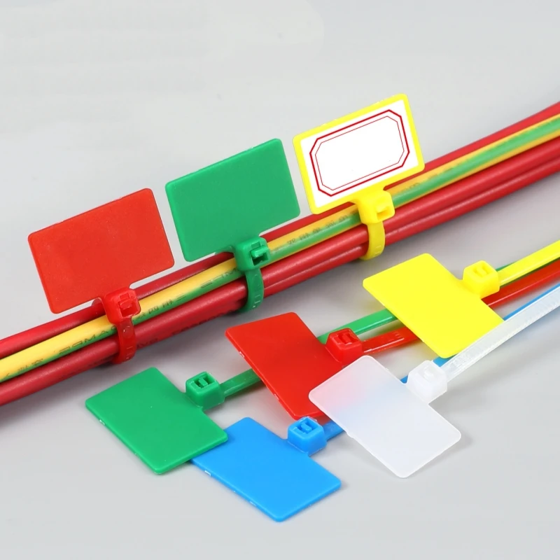 M3x100mm M4x200mm M4x150mm Nylon Easy Mark Color Cable Ties Tag Labels Plastic Loop Ties Markers Cable Tag Self-locking Zip Ties