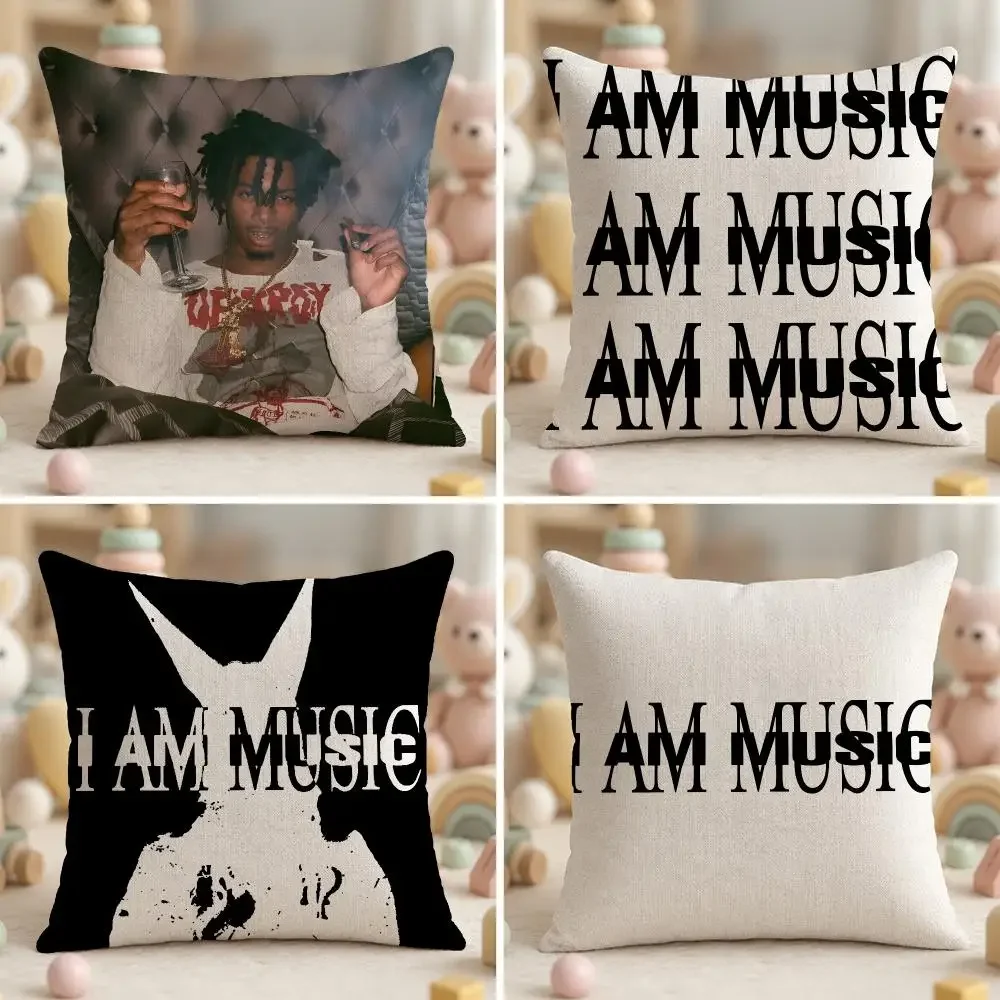 Rapper p-Playboi Carti Music Street Cushion Cover Soft Plush Fabric Double-Sided Printed Pillowcase for All Seasons Home Decor