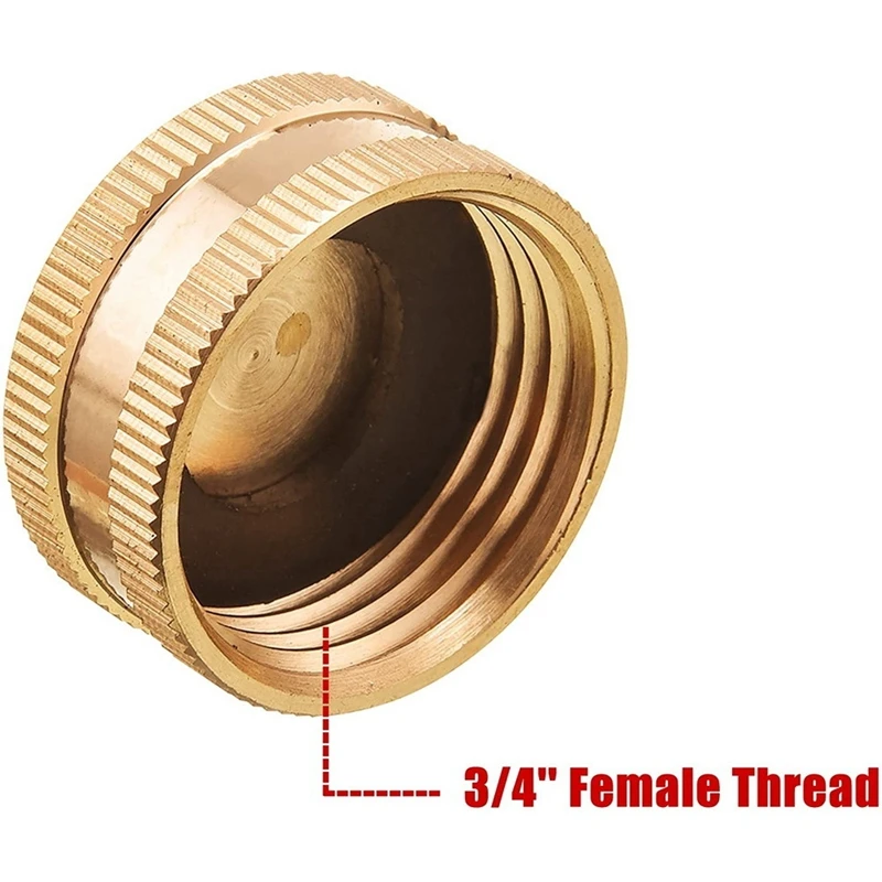 ABUL-Garden Hose Female End Cap, Brass Spigot Cap With Extra 12 Washers, 3/4 Inch, 4-Pack