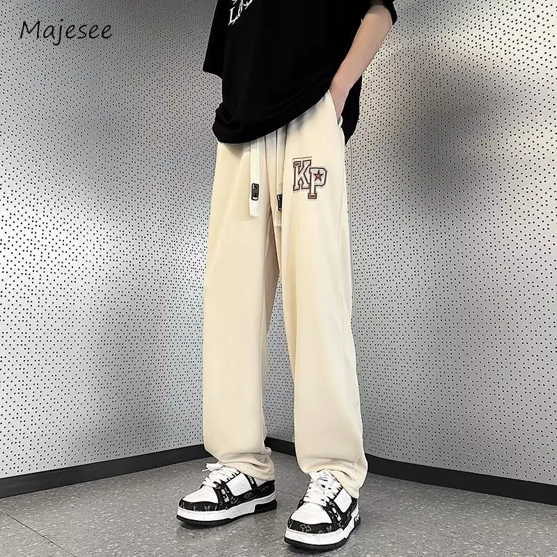 

Pants Men Simple Vertical Fashion Japanese Style Letter Drawstring Straight High Street Spring Autumn All-match Mopping Trousers