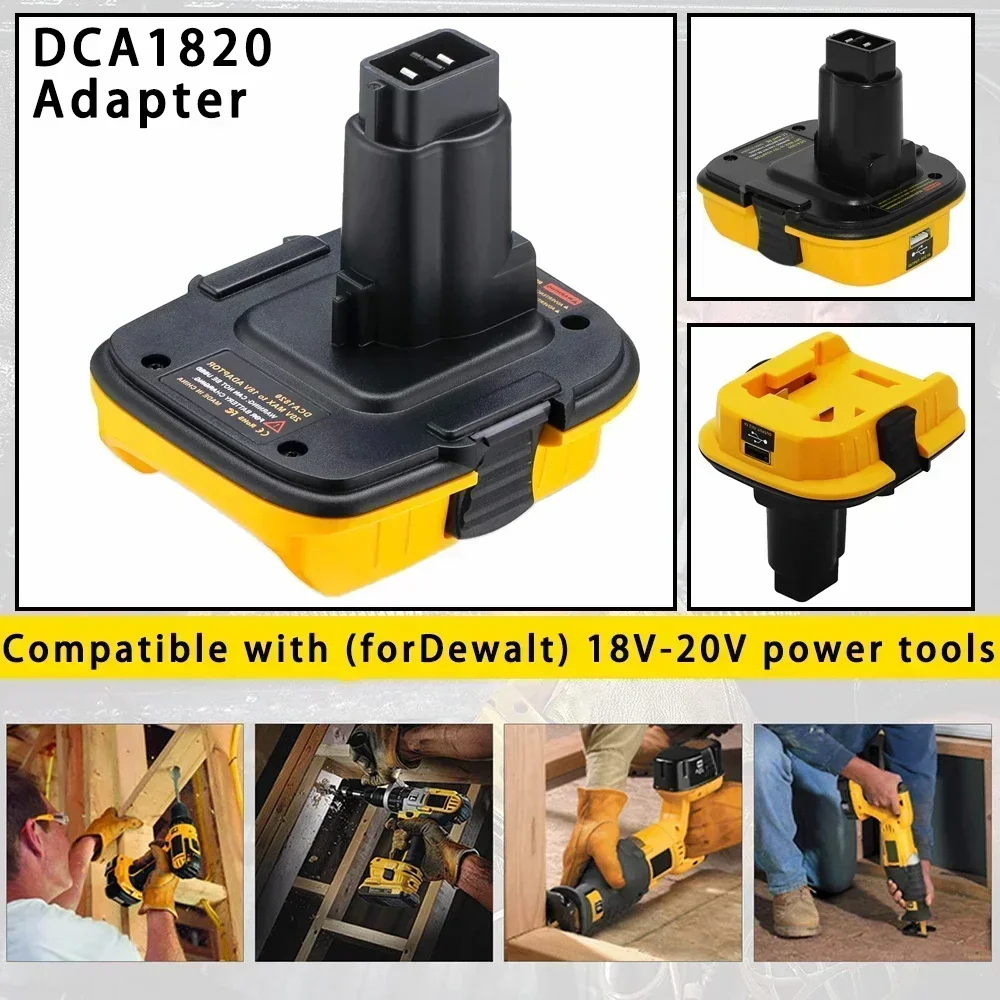 

DCA1820 Адаптер аккумулятора USB-выход для Dewalt 18 В Ni-cd Ni-mh аккумуляторные инструменты, совместимые с литий-ионным аккумулятором 20 В MAX DCB200 DC9096