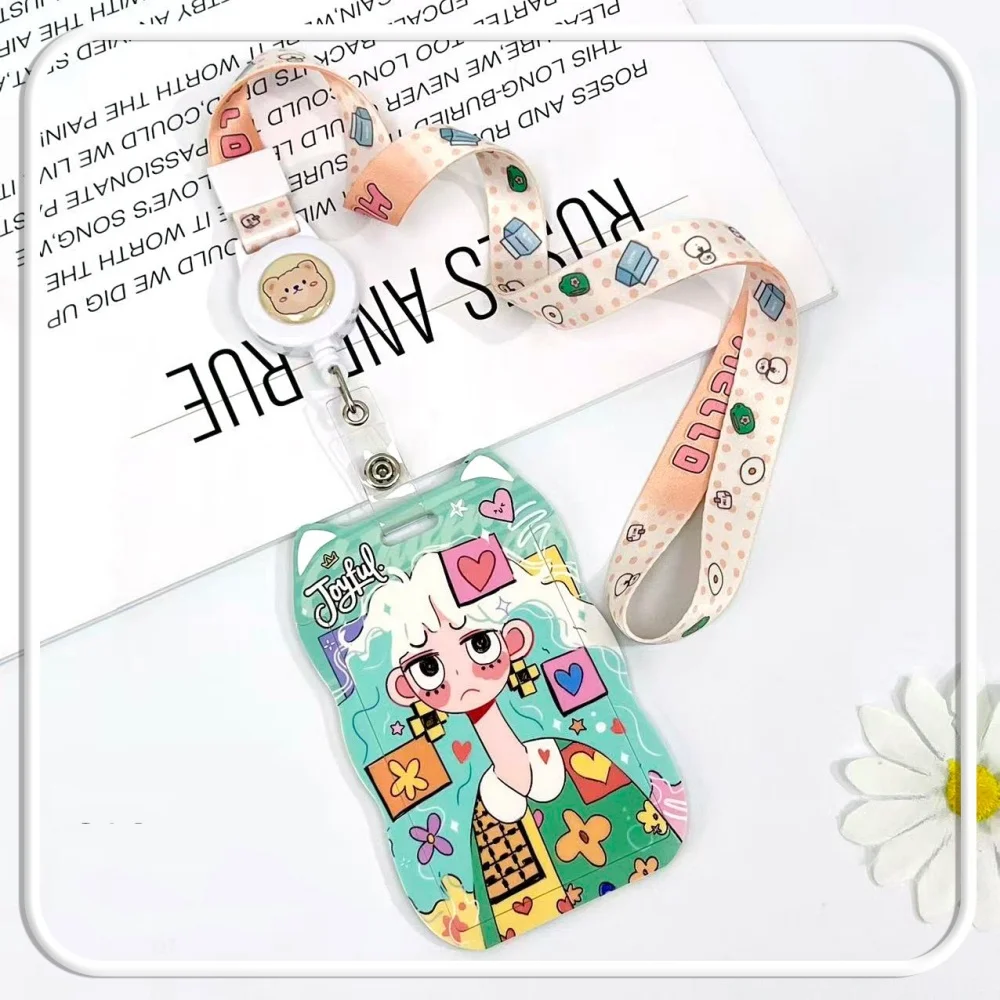 حامل بطاقة الهوية الطالب حامل بطاقة الحبل البلاستيكي حامل بطاقة الأذن القط الإبداعية للعمل المفاتيح المدرسة #5