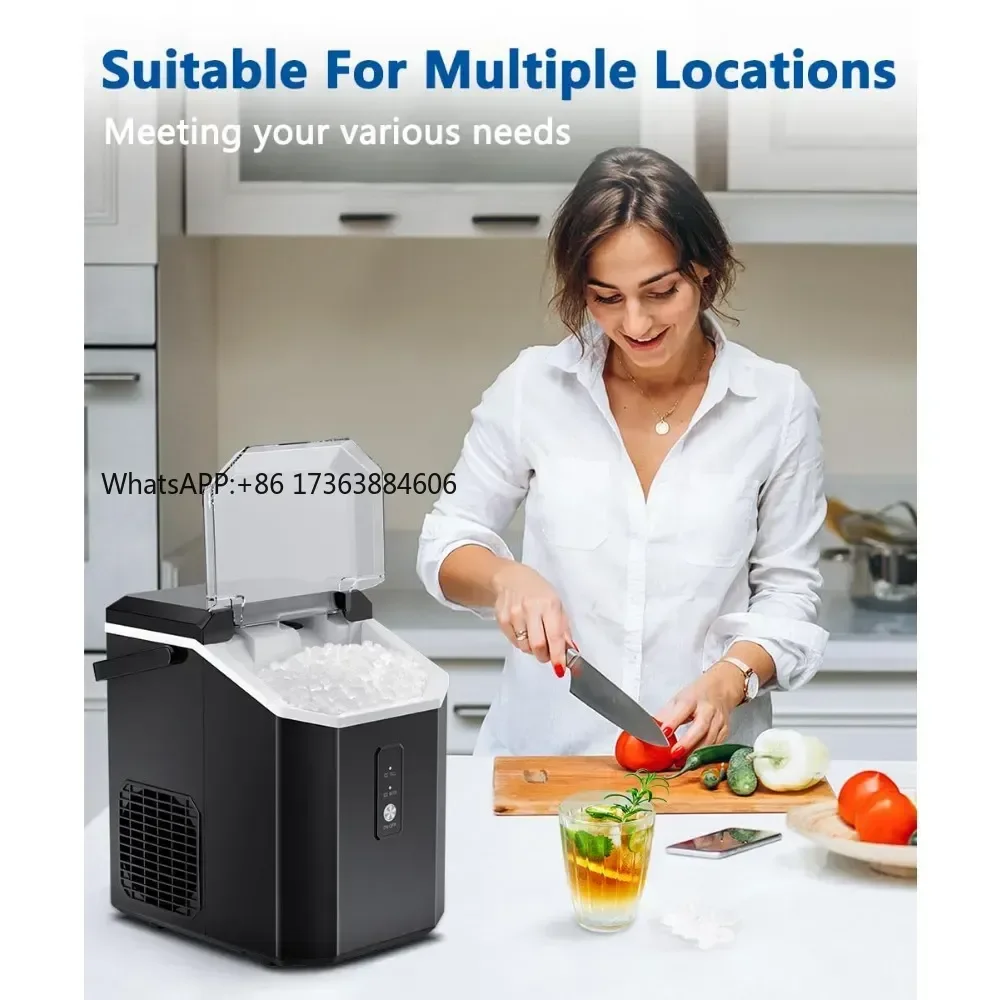 

Оптовая продажа: 10 000 шт./33 фунта/день, портативная ручная машина для производства льда в форме кубиков с ручкой, настольный льдогенератор с функцией самоочистки