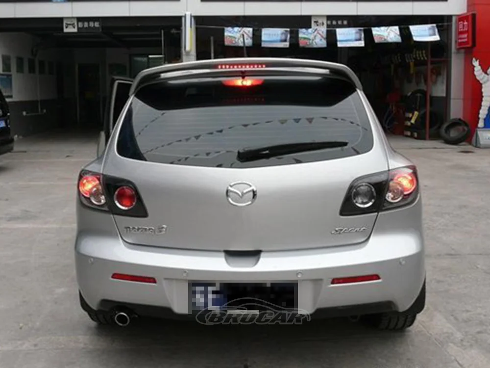 For Mazda 3 hatchback 2006 - 2013 with lights style ABS plastic carbon fiber look rear spoiler trunk boot wing spoiler top wing