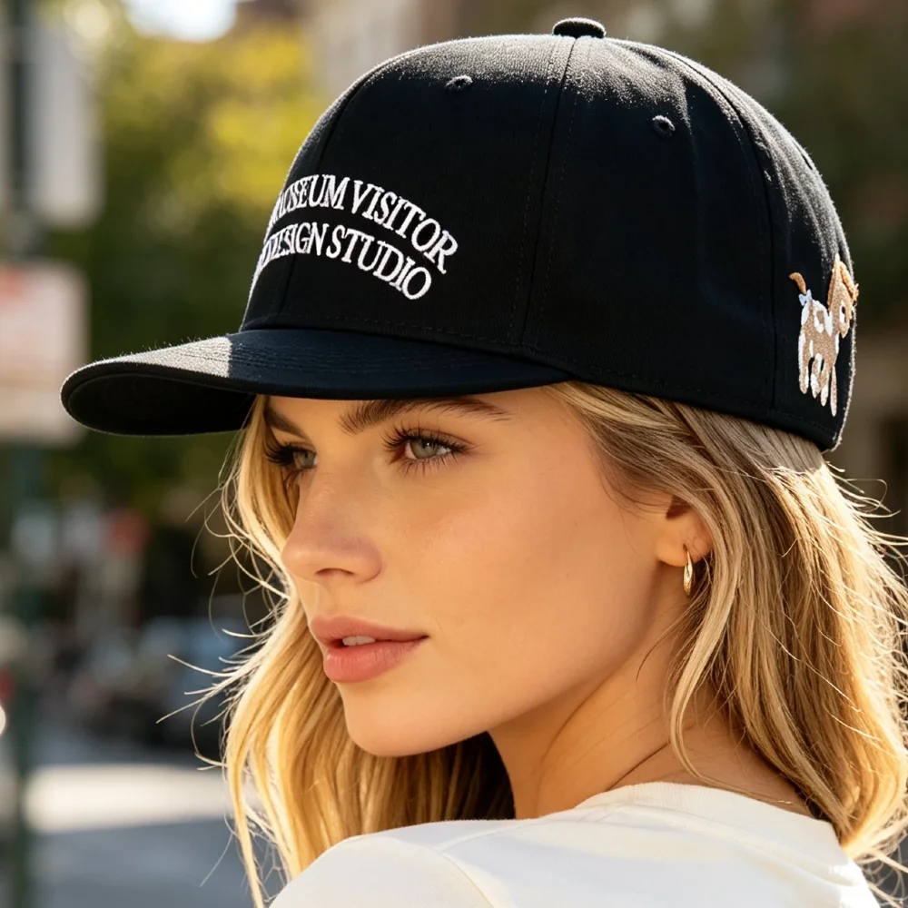 New Women Korean Style Trend Snapback Hat Baseball Cap Cute Little Pony Pink Heart Embroidery Fixed Daily Street Flat Brim Hat