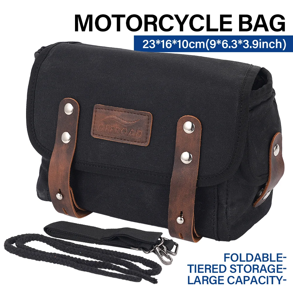 

Motorcycle Retro Canvas Saddle Bag Tool Storage Bag Multi-Pocket Storage Bag Installed In The Front Back Left And Right ﻿ ﻿