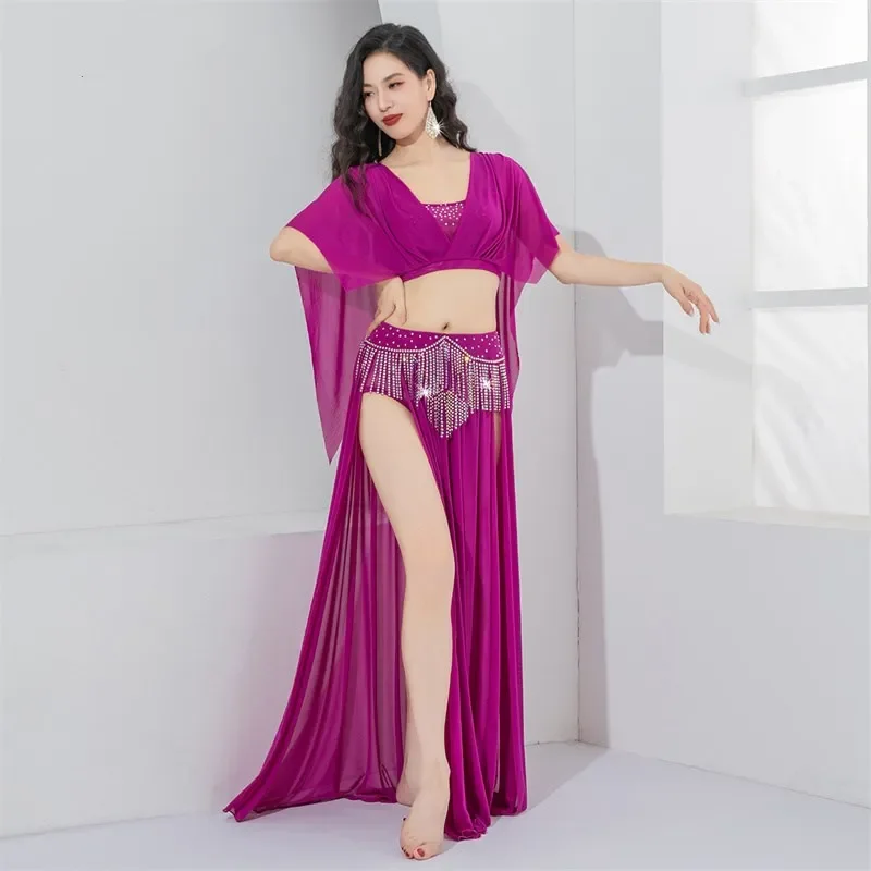 Caderinas de dança árabe sexy 2 peças brilho brilho strass saia oriental roupa luxo franja traje de dança do ventre
