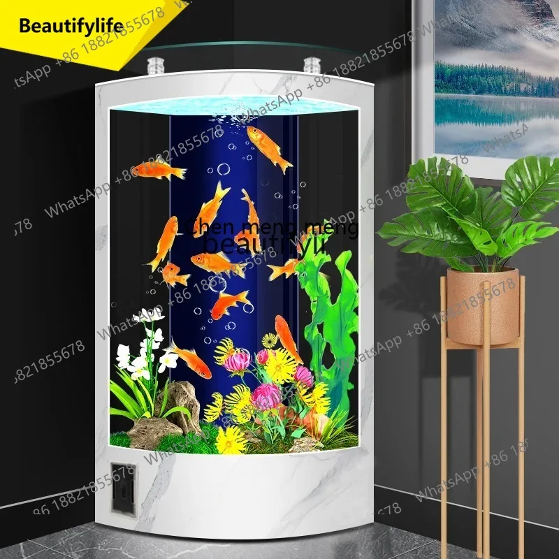 Fish Tank Living Room Fan-Shaped Triangle Small Medium Luxury Wall-Mounted Household Vertical Glass K185