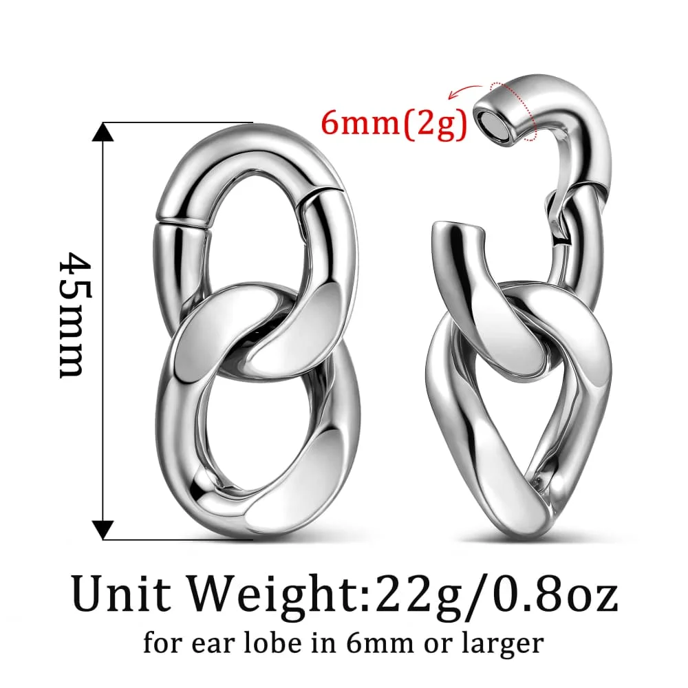 Casvort 2 Stück 316L Edelstahl Coole Ketten-Ohrgewichte Hänger Expander Piercing Damen Herren Körperschmuck 6mm 2G Punk – Detail 12