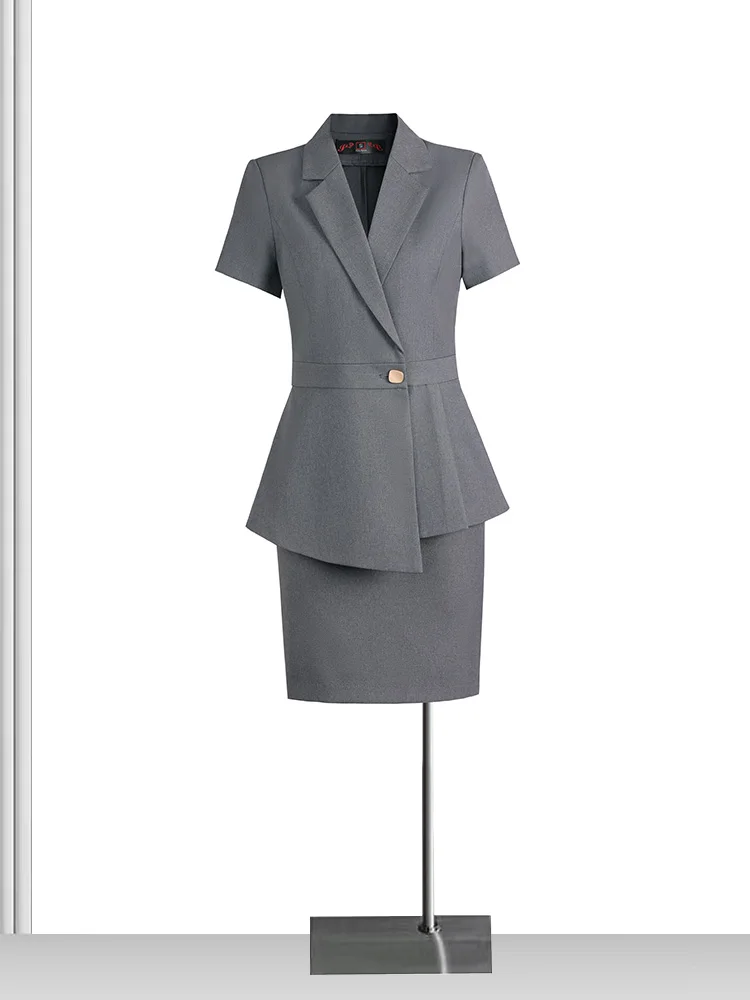 Professional Short Sleeve Thin Workwear Suit Set for Women Summer Style Commute Fashion Slim Fit Polyester Fiber Jewelry Store