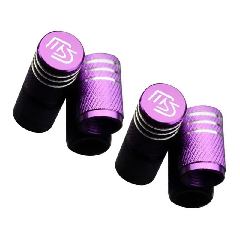 One Set (4pcs) 3 MX-5 CX-5 Miata Accessories Metal Purple MS CarAir Valve Stem Cover Wheel Tire Cap