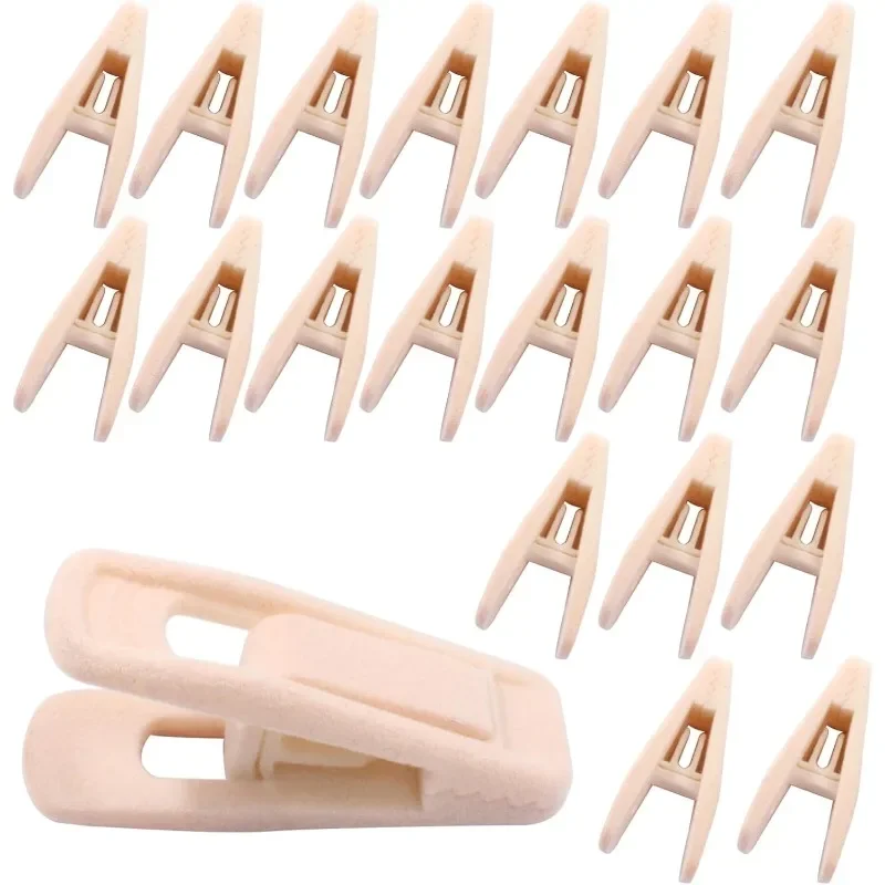 NEW 20Pcs for Thin Felt Hangers Light Pink Velvet Hanger Clips Strong Finger Clip Non-Slip Pants Hangers Velvet Clips
