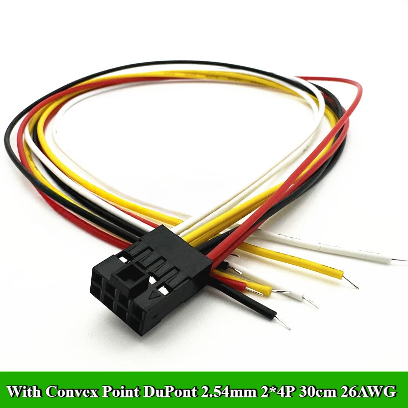 5Pcs DuPont 2.54MM With Convex Point Double Row Single Head 2*3P/4P/5P/6P/7P/8P/9P/10P Terminal Wire 30CM 26AWG Electronic Wire