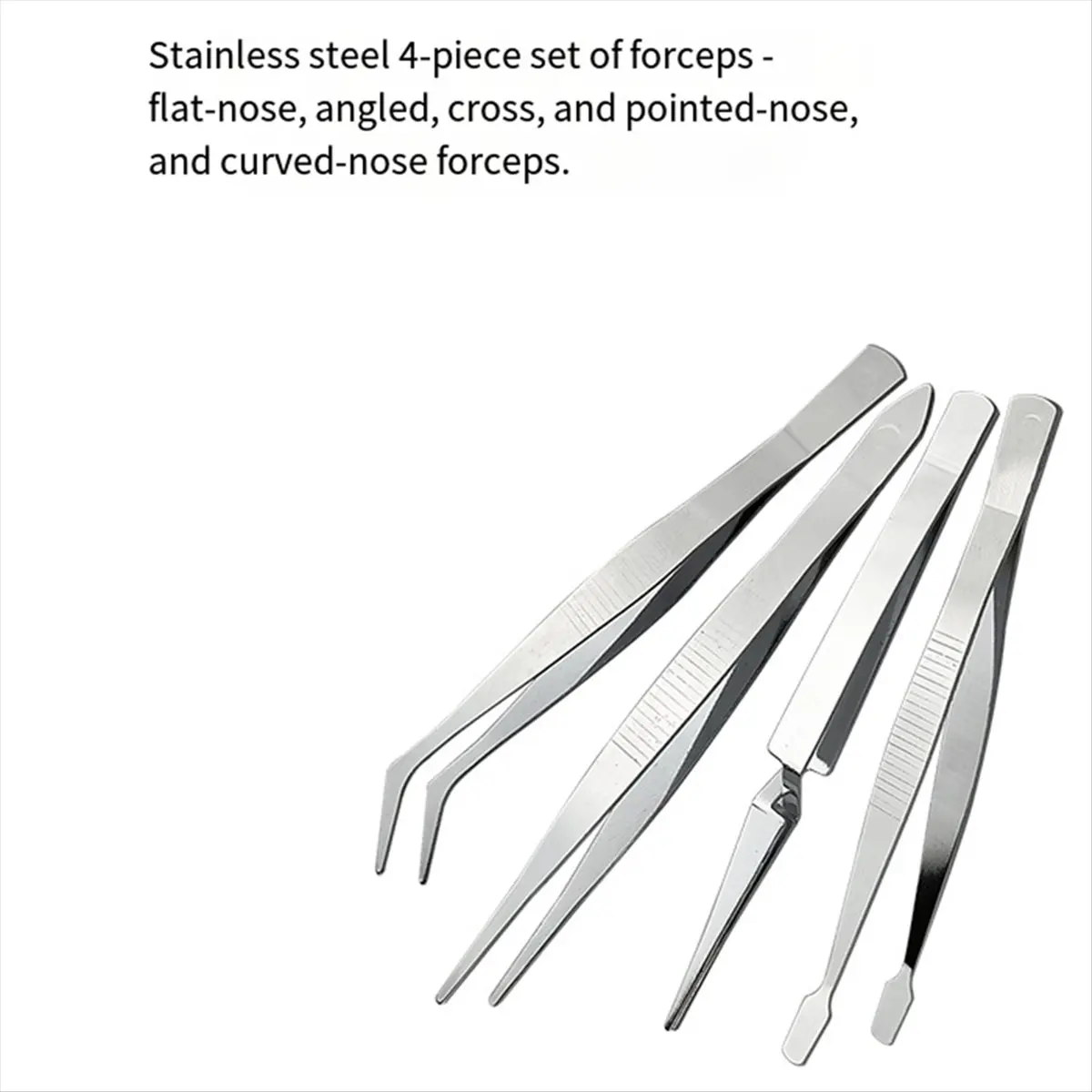 【WSFS】 4PCS Tweezers Set Thickened Stainless Steel Dressing Straight Bent Clip Tool for Electronics Repair Soldering