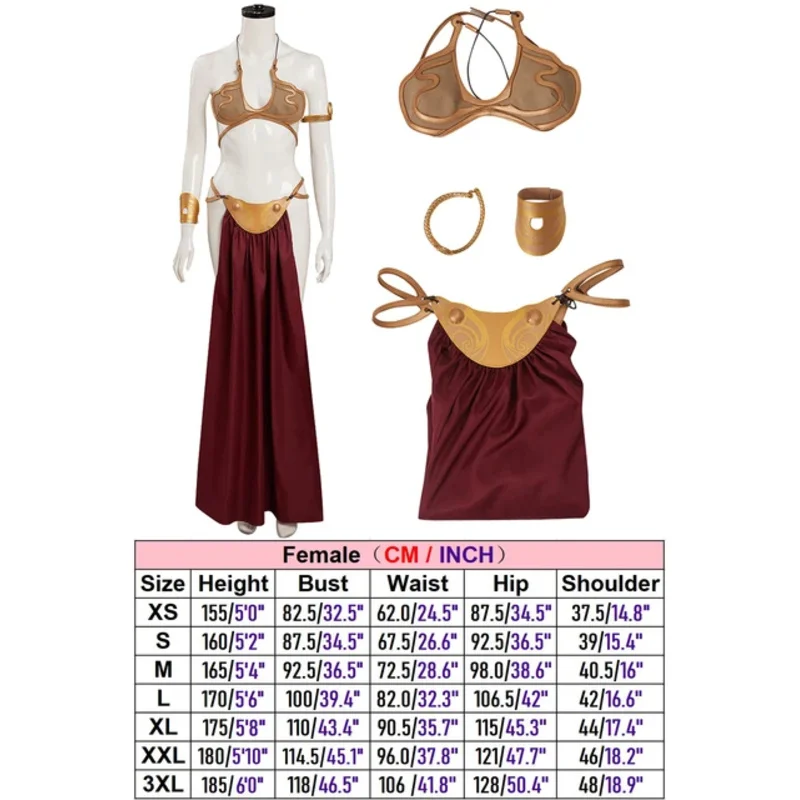 AA 2025 New Leia Cosplay Fantasy Sexy Slave Uniform Movie Space Battle Princess Costume Disguise Bikini Set Adul Bear House 003