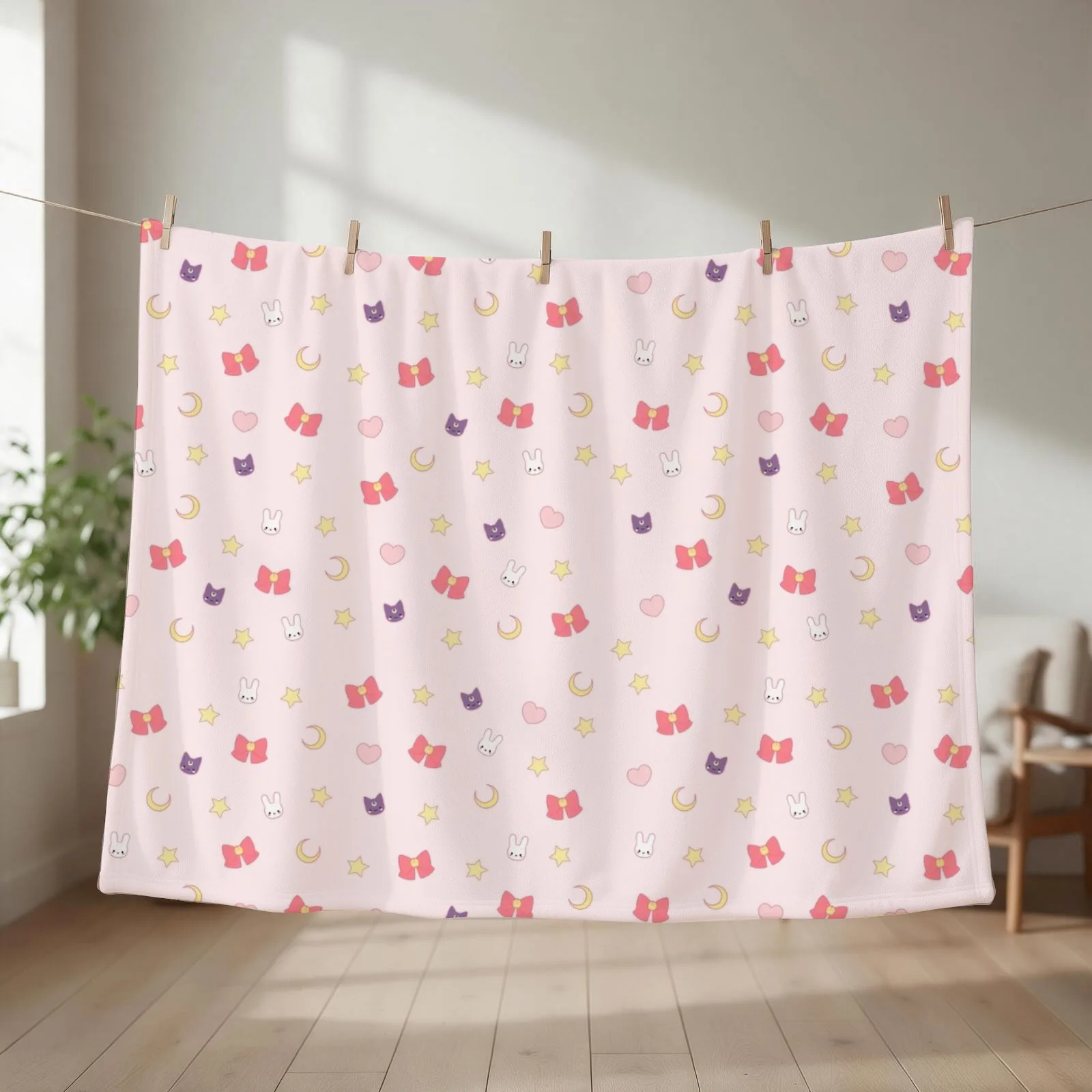 Moon Bunny Throw Blanket couch cozy soft plush fuzzy picnic outdoor blanket