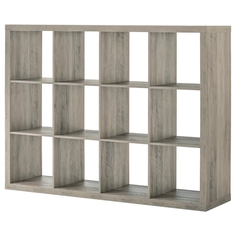 

12-Cube Storage Organizer, Rustic Gray Wall Shelf Garage Cabinets