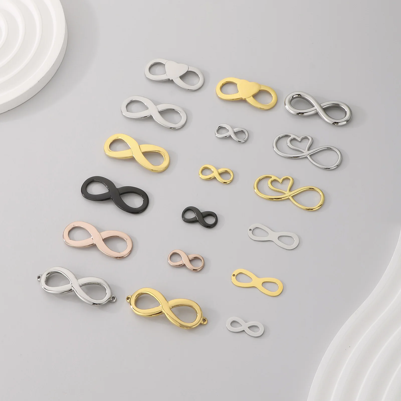 2 قطعة/الوحدة الفولاذ المقاوم للصدأ إنفينيتي رمز قلادة سوار ذاتي الصنع إكسسوارات عقد لصنع المجوهرات والاكسسوارات #1