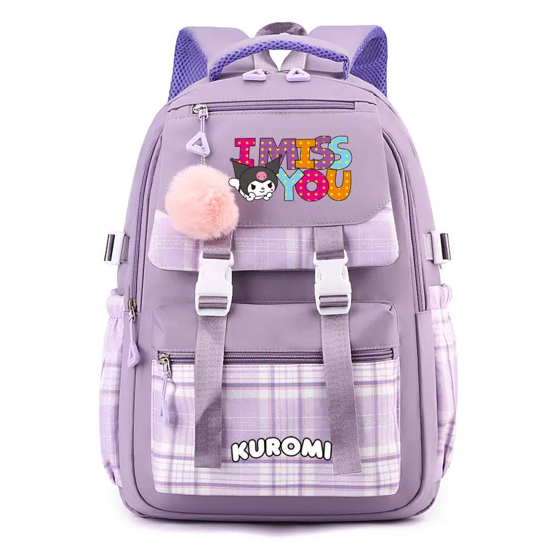 Kuromi Melody Large Capacity Mochilas escolares para meninas e mulheres, Lovely Laptop Computer Packsack, Teenage Gift