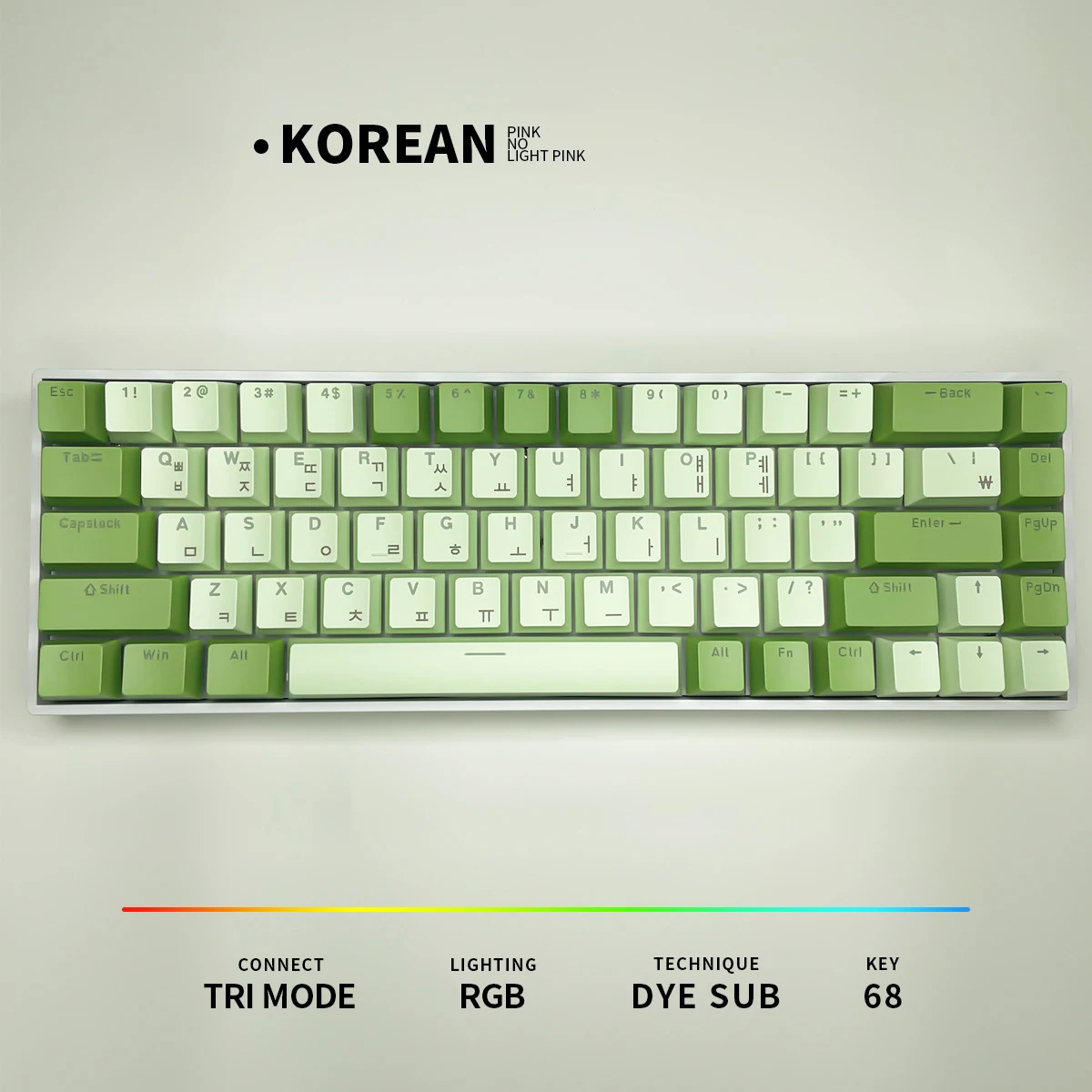 Mechanical keyboard Korean English Letter Lingua Franca keycaps Red Axis Keyboard Gaming Keyboard Usb Wired 68 Keys For Computer