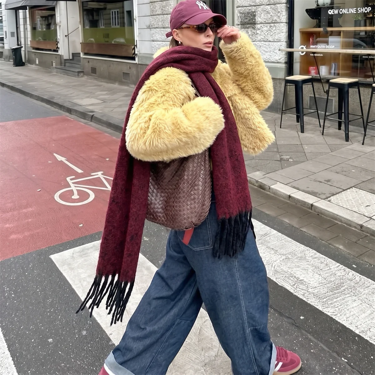 Winter Women Tassel Thick Scarf Soft Warm Shawl Wrap Multi Use Hood Scarves Headscarf Fashion Streetwear For Daily Outfits