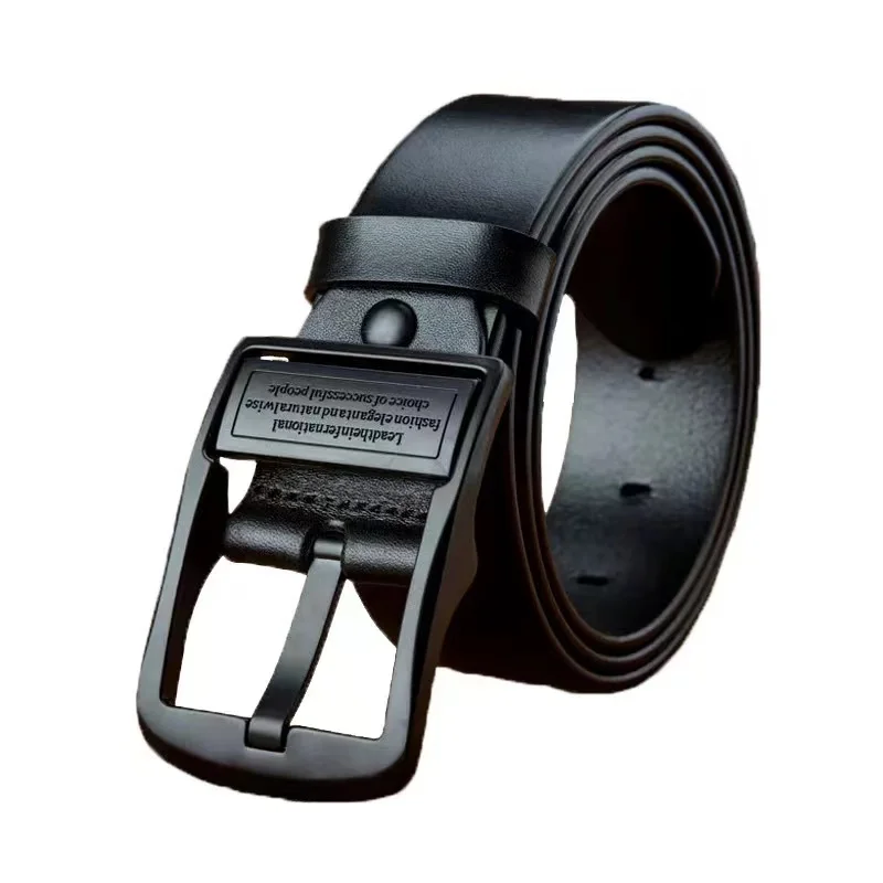 Nieuwe lederen koeienhuid herenriem mode metaallegering pin gesp volwassen luxe merk jeans business casual taille mannelijke riem merk