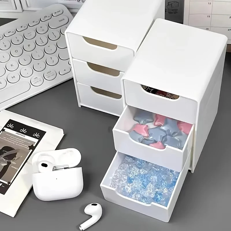 Chic 3-Tier Desk Organizer with Drawers - Ideal for Office Supplies, Jewelry & Cosmetics Storage - Portable Divider Box view 5
