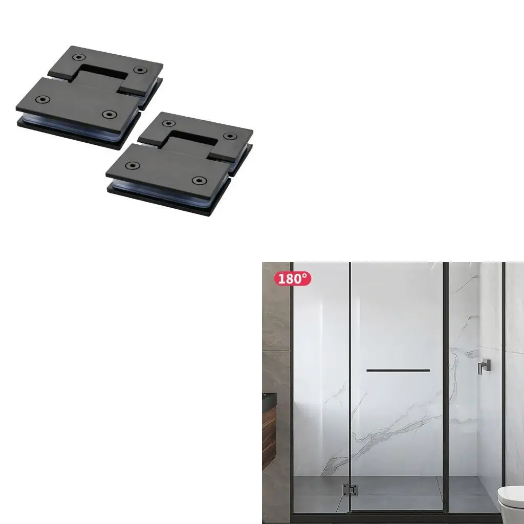 2Pcs Shower Door Hinge With Gaskets Glass Door Cabinet Clip Easy Installation