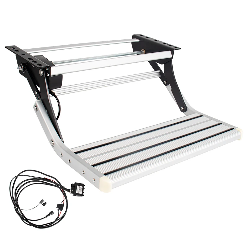 

Electric Motorized Retractable RV Step Ladder Automatic Folding High Strength Aluminum Alloy Non-Slip Pedal