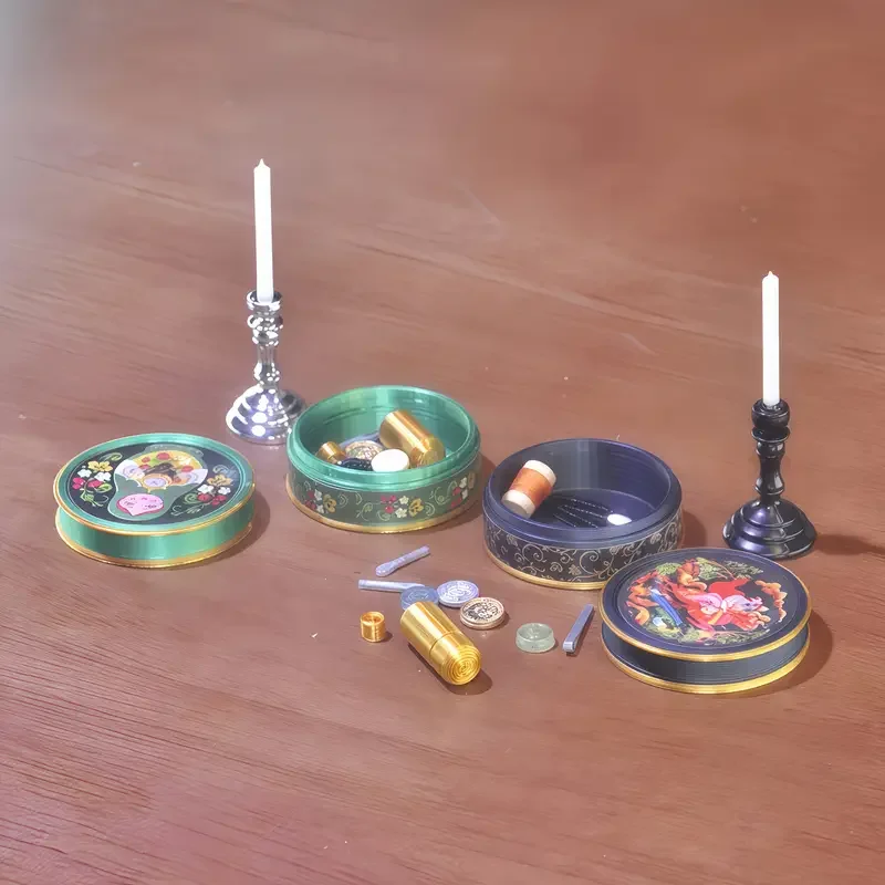 1:6 スケールヴィンテージミニチュア裁縫箱と燭台セットドールハウス