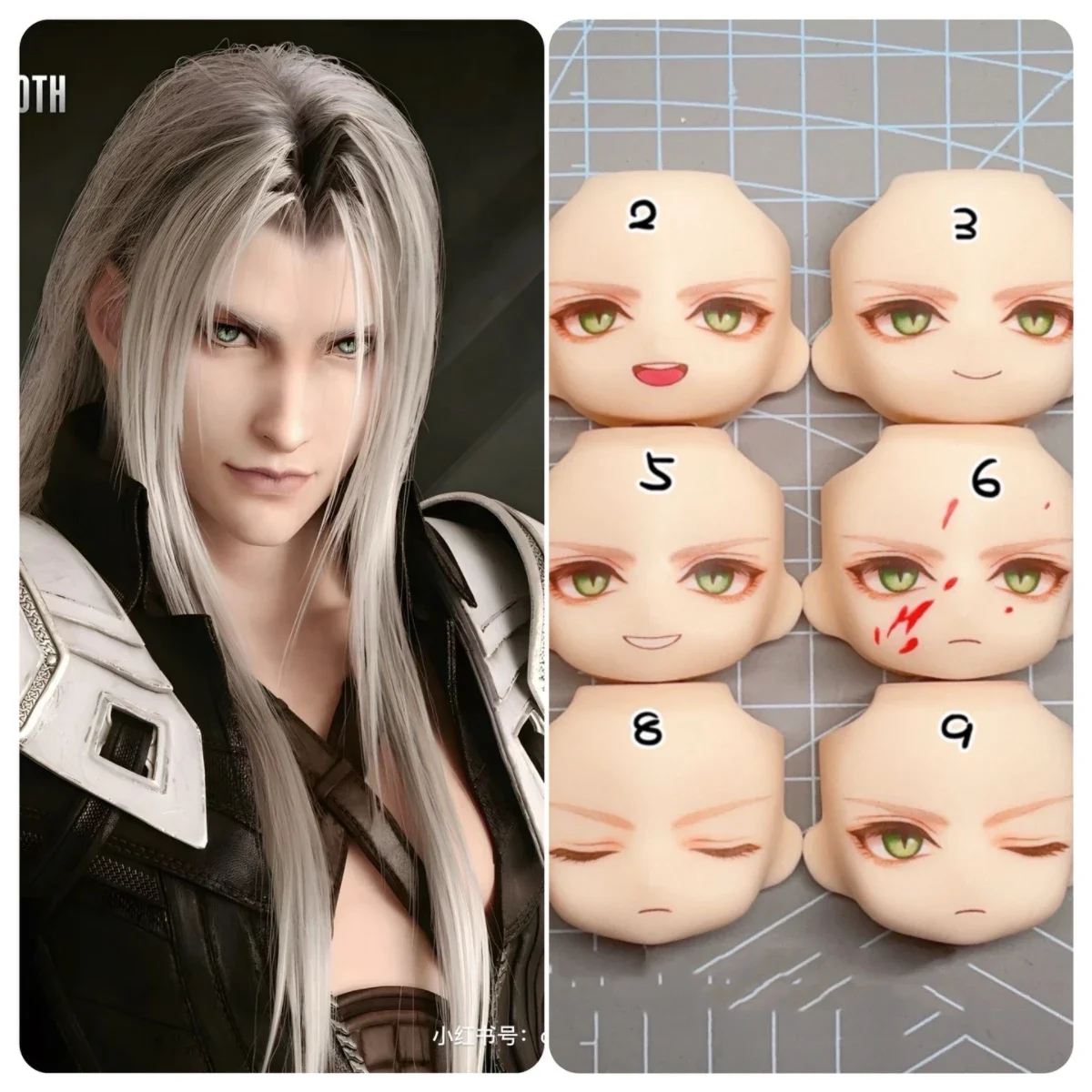 Sephiroth Ob11 Face GSC Faceplate Handmade Water Sticker Faceplates  Anime Game Cosplay Toy Accessories Free Shipping