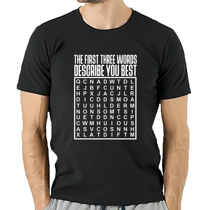FUNNY WORDSEARCH RUDE T SHIRT Minimalist trendy printed T-Shirt Funny Graphic Letter Tee Shirts Family Leisure letter