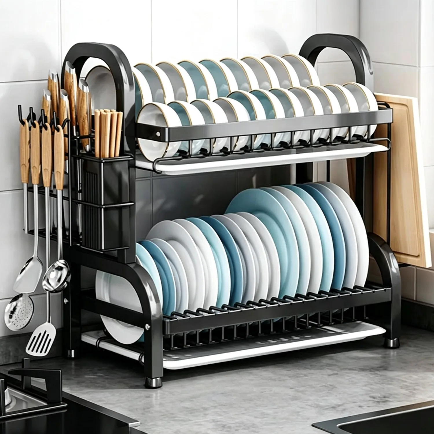 Kitchen Shelf Over The Sink Dish Drying Rack Space Saving Bowl Plate ...