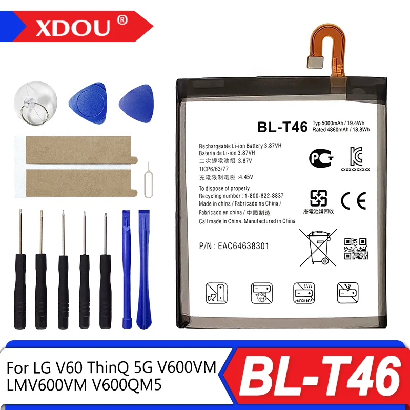 

Brand-New BL-T46 5000mAh Battery For LG V60 ThinQ 5G LMV600VM V600VM V600QM5 BL T46 Mobile phone Batteries+Tools