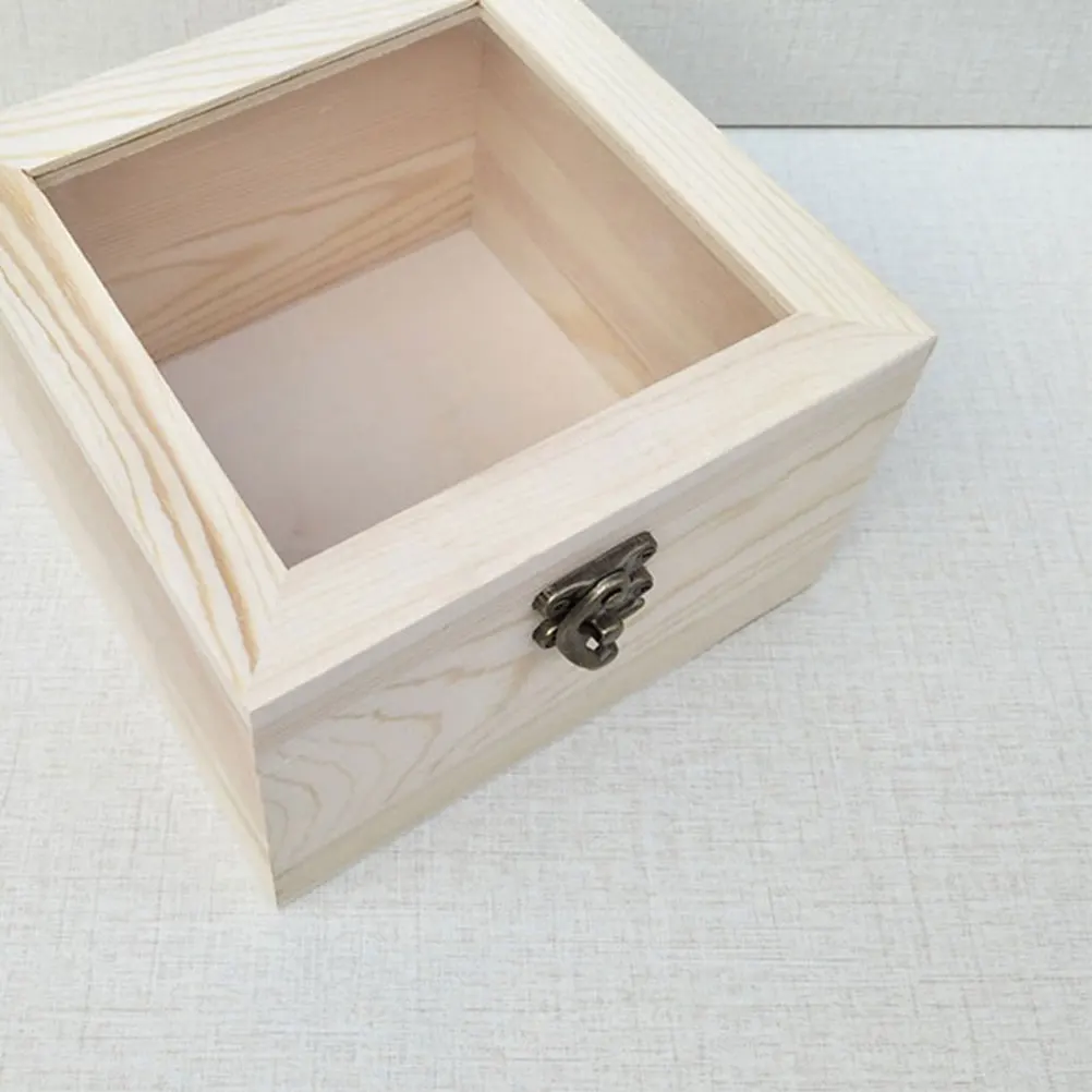 

Elegant Wooden Gift Box for Unfinished Rustic Storage Case Women Gifts Light Yellow Rectangular DIY Wooden