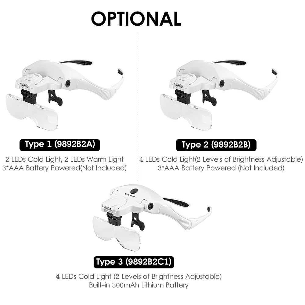 Magnifying Glass With Professional LED Light 3.5x Magnifying Glass Glasses For Welding Work Professional Increase Loupes