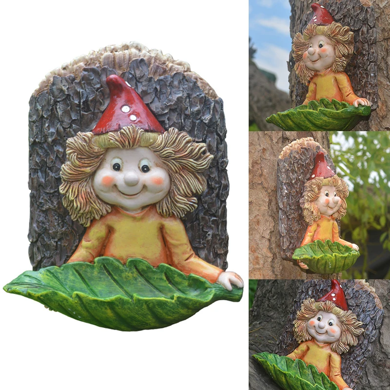 

Cute Girl Leaf Hanging Board Bird Feeder Garden Outdoor Miniature Dwarf Wild Bird Feeder Fairy Garden Decoration Accessories