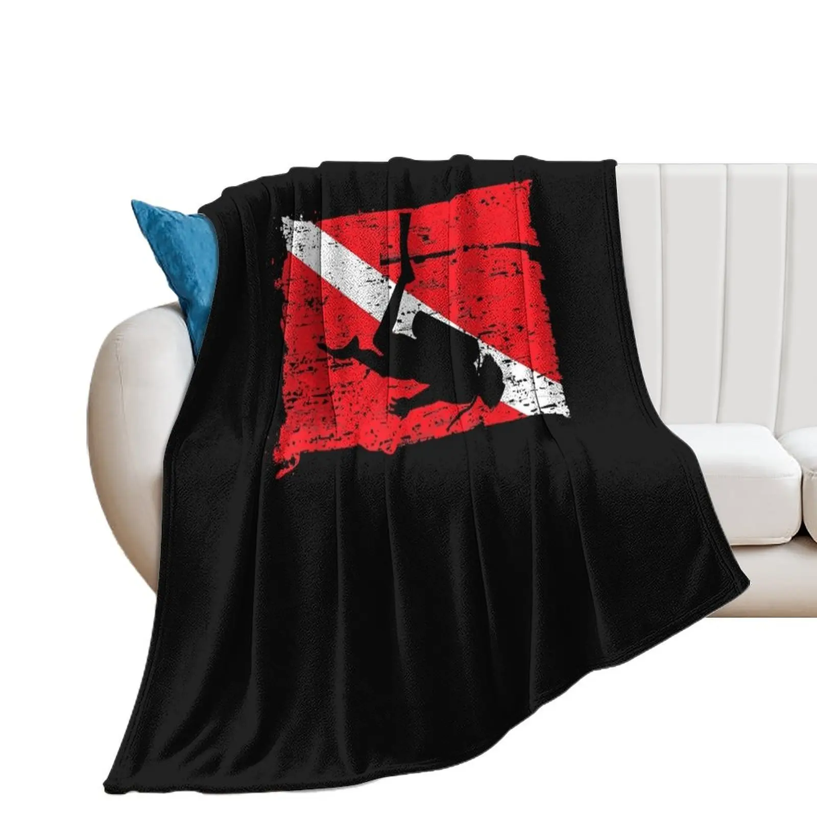 

Scuba Diving Flag vintage Divers gift Throw Blanket for sofa Comforter Plush Polar Blankets