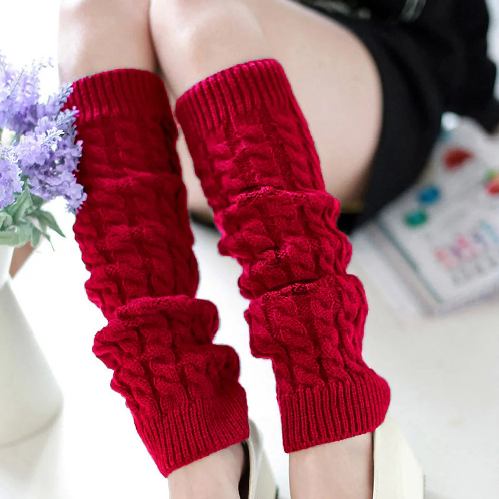 Autumn Winter Women\'S Fashion Warm Knitted Crochet Long Boots Socks Thickened Thick Wool Socks Casual Versatile Warm Leg Covers