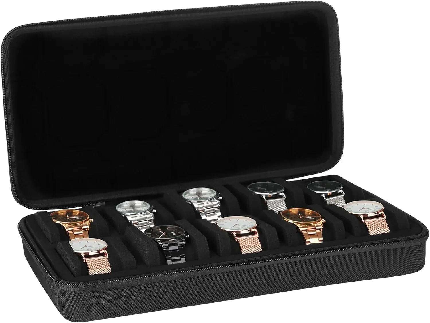 10 Slots Watch Box Organizer Portable Zipper Watch Travel Storage Case Watch Display Holder for Wristwatches and Smart Watches