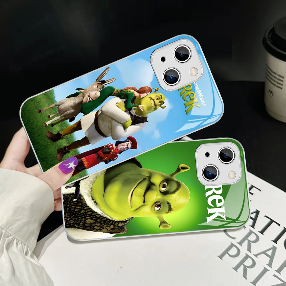 Cartoon Funny Movie S-Shreks Phone Case For IPhone 14 13 12 Mini 11 Pro XS Max X XR 14 Plus Tempered Glass Cover