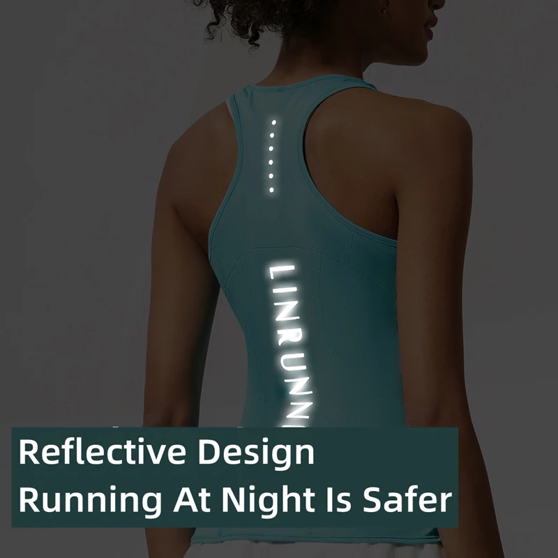 Women Yoga Sport Shirts High Quality Running Gym Sleeveless Vest Reflective Night Run Workout Top Athletic Fitness T Shirt