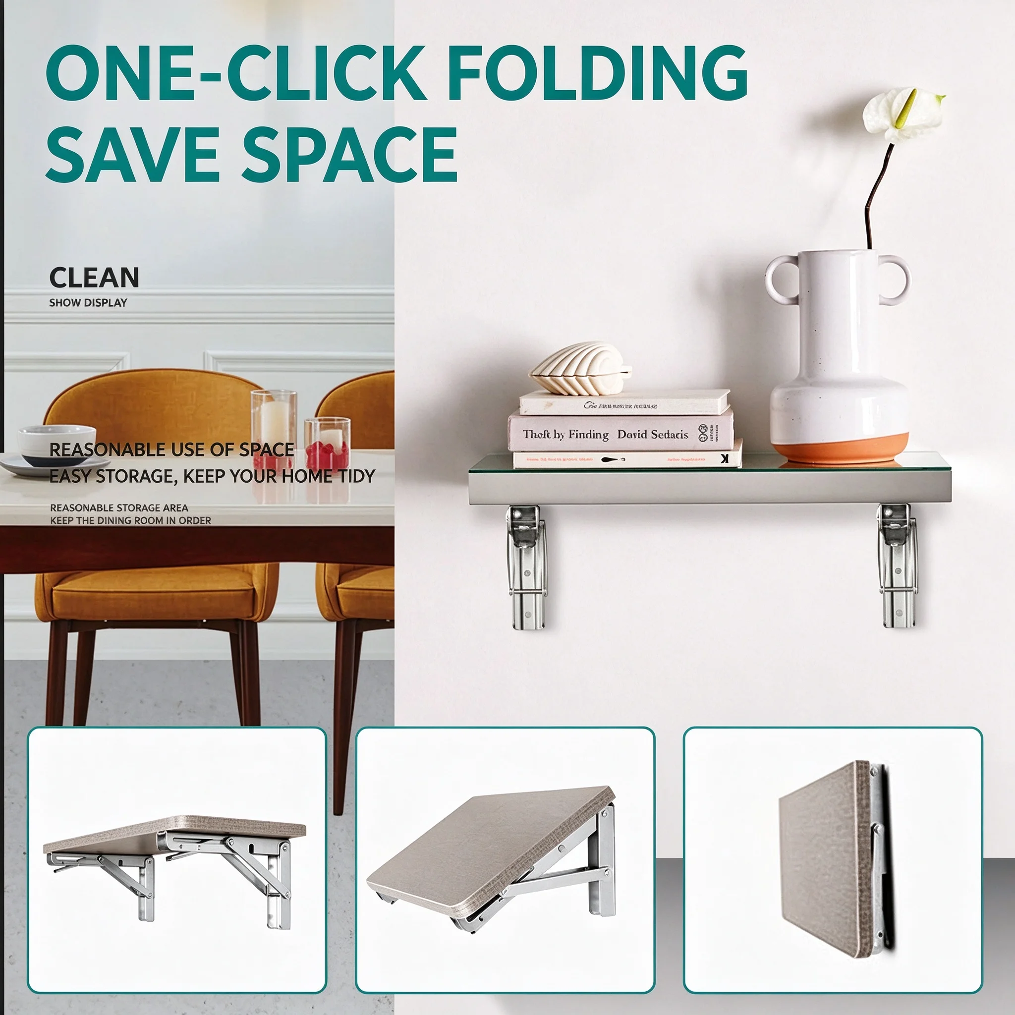 Adjustable Heavy Duty Folding Brackets 2PCS Wall Mounted Triangle Shelf Support for Bench Table Shelf 6-20Inch Furniture Hardwar